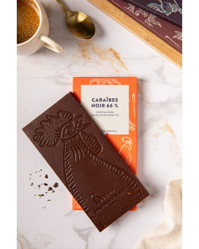  TABLETTE CHOCOLAT NOIR NOISETTE CARAIBES 66%