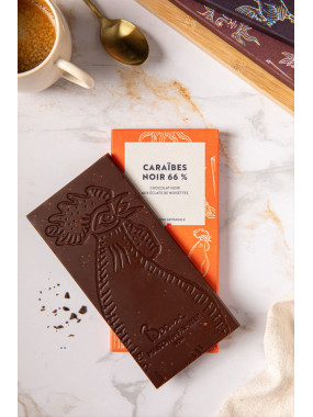  TABLETTE CHOCOLAT NOIR NOISETTE CARAIBES 66%