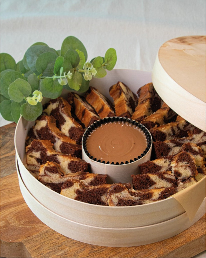 CAKE MARBRÉ & PATE À TARTINER CHOCOLAT-NOISETTES (15 PIÈCES)